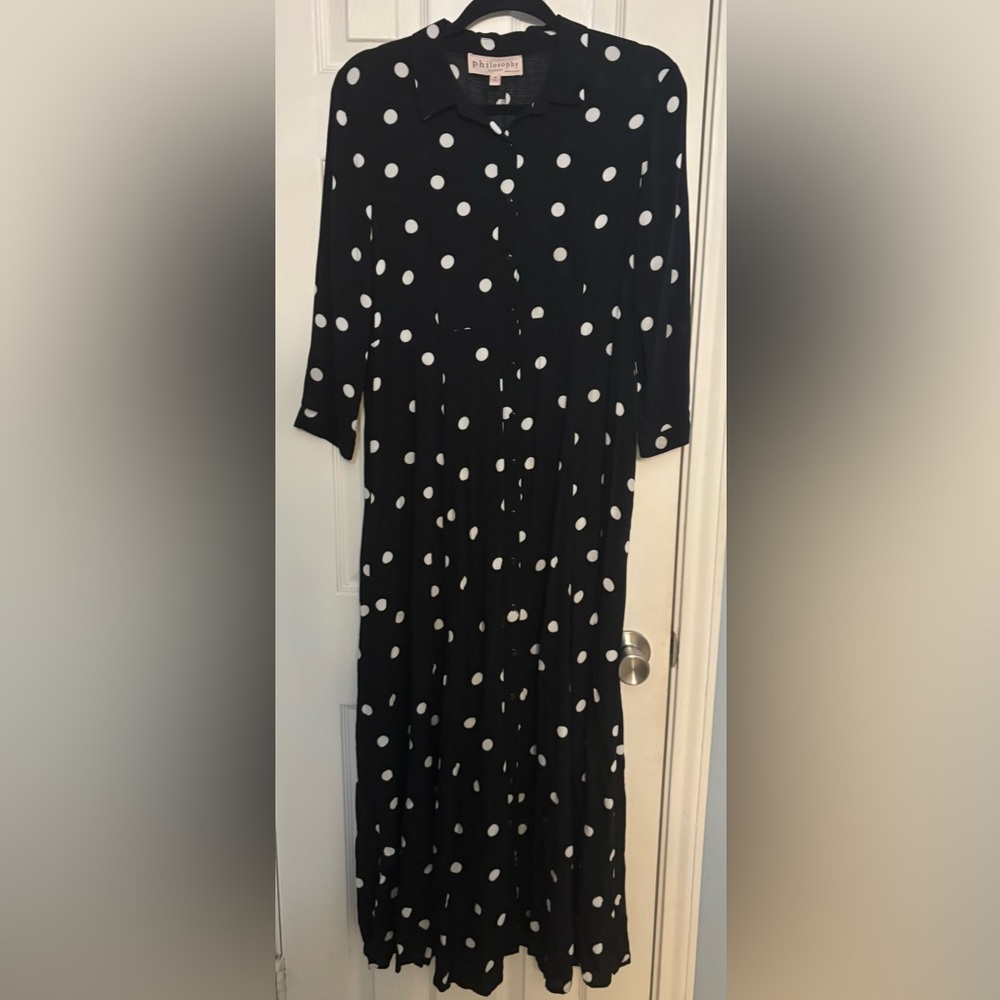 Perfect Condition Philosophy Polka Dot Black and White Dress w/Buttons